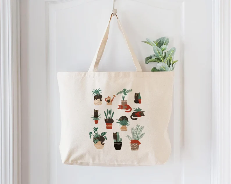 plants-cats-tote-bags