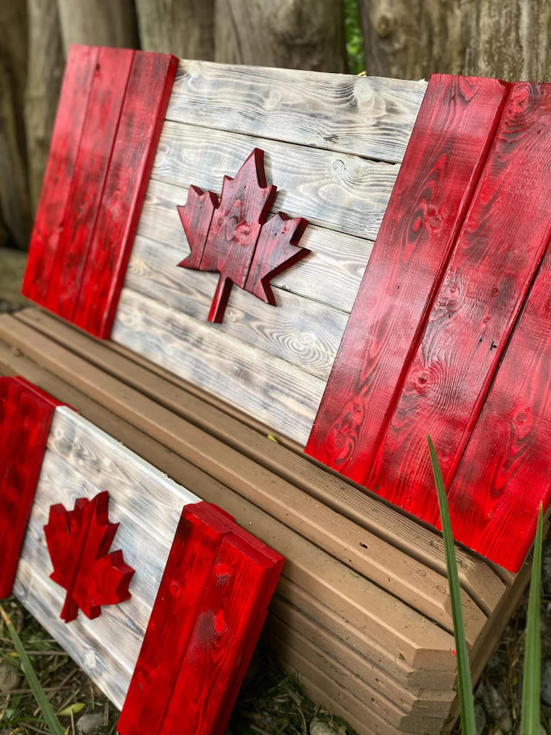 wooden-canada-flags